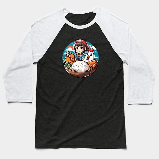 Chicken and Rice Baseball T-Shirt by ThesePrints